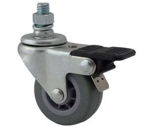 Roulettes pivotantes robustes en fer avec bande de roulement souple en TPR, roulement à billes de précision, rotation à 360°, sans entretien, fixation incluse - Product Image 5