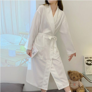 Hot Spring and Autumn Thin Women's Thermal Soft Crocheted <strong>Waffle</strong> <strong>Robe</strong> Long Sleeve Dressing Gown Bathrobe - Product Image 5