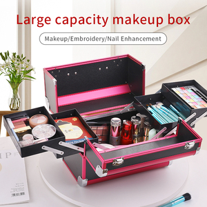 Offre Spéciale femmes multi trayers aluminium argent <span class=keywords><strong>mallette</strong></span> de maquillage professionnel voyage brillant stockage beauté étui maquillage - Product Image 4
