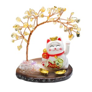 All Omi Lucky Cat <b>Crystal</b> <b>Tree</b> Yellow Painted Round Home Decoration Collectible Gift - Product Image 5