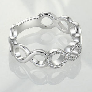 YILUN Timeless rodio chapado amor promesa anillo Zirconia cúbica 925 plata esterlina anillo infinito para joyería de mujer - Product Image 4