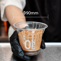 Gobelets en plastique recyclables transparents en PP/PET en forme de U de 90 mm de diamètre avec couvercle dôme, personnalisables avec logo, tailles 8-24 oz pour desserts/yaourts