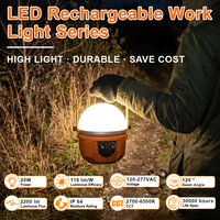 Lampe de travail LED rechargeable 20W pour travaux extérieurs, IP65, éclairage de chantier temporaire avec certifications CE et ROHS
