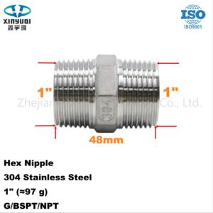 מחבר צינור הברגה 1 אינץ' זכר ל-1 אינץ' זכר G Hex Nipple מפלדת אל-חלד 304 - Product Image 6