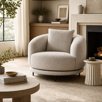 Fauteuil d'appoint pour salon, chaise moderne de luxe en tissu bouclé Teddy, fauteuil rond, mobilier d'intérieur