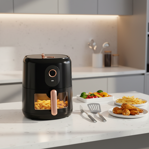 Freidora de Aire Visible Premium de Diseño Elegante en Negro y Oro Rosa, 3.5L, 1400W, Eléctrica, Sin Aceite, Modelo 267155 - Product Image 5