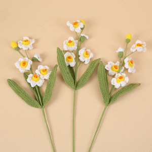 Kexiang Hand Crocheted <b>Daffodil</b> Yarn Flowers Polyester <b>Artificial</b> Bouquet Desktop Decor Home Decoration - Product Image 1