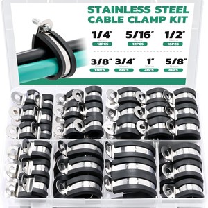 Sanya Cable <b>Clamp</b> Kit 304 Stainless Steel Rubber Coated 7 Sizes For Cable Fixation - Product Image 5