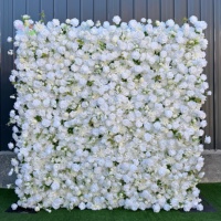 Panneau mural de fleurs artificielles rose et blanc pour la décoration de mariage, de fête ou d'événement