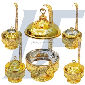 ชุดอุ่นอาหารสแตนเลส 201 สีทองหรูหรา ความจุ 8 ลิตร ฝาปิดแบบแขวนทันสมัย สำหรับจัดเลี้ยงบุฟเฟ่ต์ ใช้เชื้อเพลิงแอลกอฮอล์ - Product Image 6