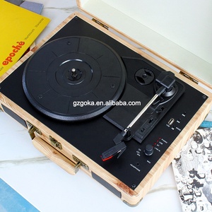 เครื่องเล่นแผ่นเสียงสีดำสุดเท่ ขายดีในตลาด พร้อมลำโพงในตัว 3 ระดับความเร็ว สำหรับแผ่นไวนิล - Product Image 4