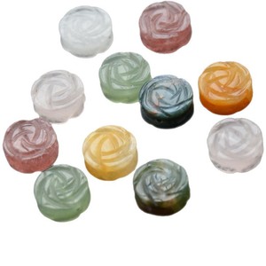 Natural Golden Silk Jade Rose <b>Flower</b> Pendant 14mm With Cloud Back For <b>Bracelet</b> Making Accessories - Product Image 5