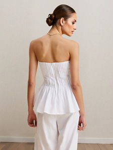 All'ingrosso abiti femminili 2025 moda ufficio <span class=keywords><strong>donna</strong></span> vestito estivo 2 pezzi <span class=keywords><strong>donna</strong></span> senza spalline Top Casual Set pantaloni lunghi eleganti - Product Image 5
