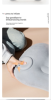 Oreiller de soutien cervical gonflable pressurisé, épais, pliable, portable, pour le camping en extérieur et les voyages, en polyester, de forme oblongue