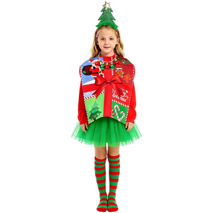 Coffret Cadeau de Noël pour Enfants - Costume de Scène et de Fête 5-7 Ans - Design Rouge et Vert - Product Image 2