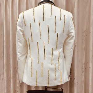 Nouvel ensemble de <span class=keywords><strong>costume</strong></span> formel pour <span class=keywords><strong>homme</strong></span> à simple boutonnage orné de perles, <span class=keywords><strong>costume</strong></span> de mariage <span class=keywords><strong>beige</strong></span> <span class=keywords><strong>3</strong></span> <span class=keywords><strong>pièces</strong></span> tendance - Product Image 2