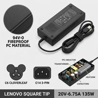 Adaptor Daya DC TIP Tahan Api 135W PD 3.0 20V 6.75A Kotak Kuning untuk Legion Seri Y ThinkPad Seri P IdeaPad Yoga