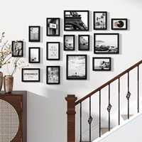 Bingkai foto kayu kolase dekorasi dinding Set bingkai galeri 3pcs 8x10 6pcs 5x7 6pcs 4x6 hitam pemasangan dinding bingkai foto kayu