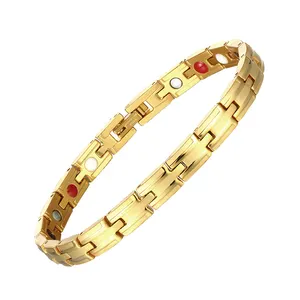 Fashion Ladies Magnetic Bracelet Wholesale Health Gold Plated 4 in 1 Magnetic Stainless Steel Bracelets