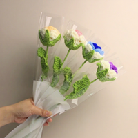 Gehaakt rozenboeket Geweven kunstboeket Vervaagt nooit Handgemaakte kleurrijke bloemen Valentijnsdag Cadeau voor de Dag van de Leraar