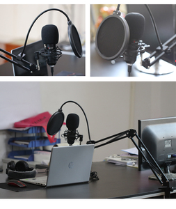 USB máy tính để bàn Condenser Microphone Set-âm thanh chuyên nghiệp <span class=keywords><strong>Studio</strong></span> Microphone với kim loại xây dựng màu đen - Product Image 6
