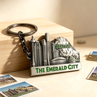 Maßgefertigte Metall-Schlüsselanhänger USA Tourismus-Souvenir Seattle Stadt Legierung Schlüsselanhänger Druckguss UV-Druck LOGO OEM ODM Verfügbar