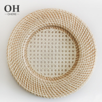 Offre Spéciale plaque de chargeur en rotin naturel écologique fait à la main bambou tissage assiettes cultivées plateau à la mode en gros pour mariage