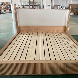 Muebles de Dormitorio Vintage de Estilo Europeo, Camas Dobles con Plataforma de Madera, Cama King Size con Cabecera - Product Image 6