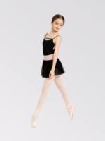 Nouvel Arrivage Qualité Garantie Produit Populaire Justaucorps de Danse à Bretelles Fines Noires avec Jupe pour Entraînement