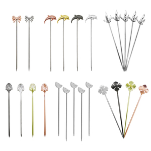 Palillos Decorativos para Cócteles y Palillos para Frutas, Palillos para Aperitivos, Herramientas para Bartender, Barra, Acero Inoxidable Ecológico - Product Image 1