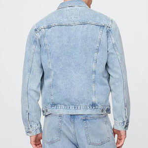 버튼 플랩 패치 포켓 라이트 워시 프린팅 가능 캐주얼 친환경 100% 코튼 데님 재킷 - Product Image 4