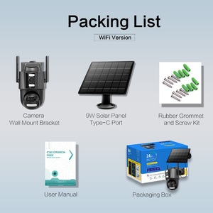 Caméra de sécurité IP sans fil solaire PTZ à double objectif 4MP, enregistrement 24/7 ICSee, AOV WiFi, carte SIM 4G, caméra CCTV solaire - Product Image 2