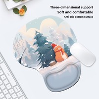 Tapis de souris de bureau en caoutchouc à thème de Noël, à récupération lente, avec repose-poignets pour clavier, résistant aux taches, en stock