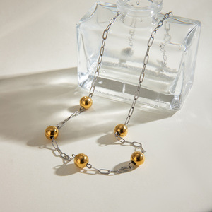 Collier à perles tendance en alliage de zinc, forme de boule, design géométrique, pour femmes, bijoux - Product Image 3