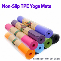 Tapis de yoga en TPE de 183 x 61 cm avec une épaisseur de 6 mm pour le yoga, les étirements et les exercices au sol