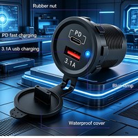 Pengisian Cepat 12V-24V 3.1A USB-C dengan LED untuk Aksesori RV, Bus, dan Kapal