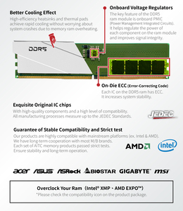 [KINGSMAN GAMING] DDR5 16GBx2 6000MHz CL38/40/42/46 RAM de jeu pour PC de bureau XMP & EXPO avec garantie en stock Blanc Memoria - Product Image 2