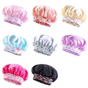 Vente en gros de bonnets en satin pour enfants unisexes avec logo personnalisé, bandes élastiques réglables, motifs de dessins animés pour toutes les saisons - Product Image 2