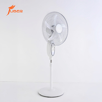 Ventilateur sur pied électrique rechargeable solaire en plastique 16-18 pouces avec télécommande, lumière LED, oscillant, économe en énergie, portable