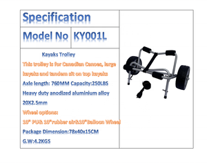 Nhiệm vụ nặng nề Anodized nhôm hợp kim 150lbs Canadian xuồng, <span class=keywords><strong>kayak</strong></span> lớn xe đẩy nhôm xe đẩy - Product Image 6
