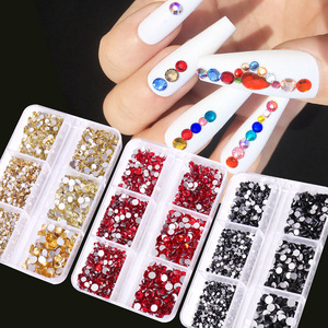 Set de Diamantes de Imitación para Uñas de Marca Privada, 6 Compartimentos, Base Plana, Cristales Rosados, Diamantes Redondos Blancos de Vidrio, Combinación de Joyería Mixta - Product Image 3
