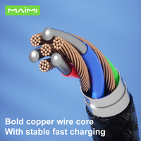 Câble de charge rapide Maimi LED Light 3A USB C pour téléphone portable, câble en nylon tressé PD 65W Type C vers C, logo personnalisé