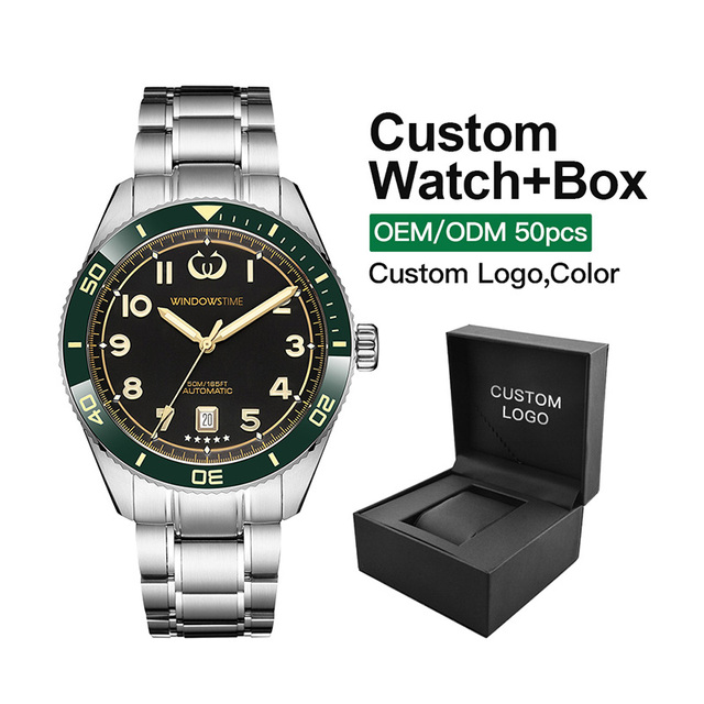 Custom High Quality Automatic Mechanical Luxury Stainless Steel Sapphire Crystal 5ATM Waterproof Power Reserve Men's Wrist Watch