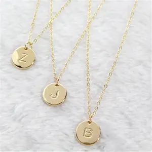 2020 mode 26 Lettres Pendentif Collier Pour Femme Mignon Couleur Or Paillettes Ronde En Alliage Collier Bijoux De Mariage