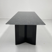 Ensemble de salle à manger moderne en marbre de grande taille, comprenant une table en marbre et une base en métal, table à manger luxueuse avec pieds en acrylique