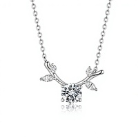 Collier en argent S925 plaqué, motif feuille de vigne et bois de cerf, pendentif délicat et frais pour femme, idéal pour le quotidien, tendance actuelle