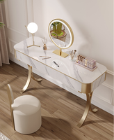 2023 nouvelle lumière italienne luxe chambre Rock dalle commode en acier inoxydable Table de vanité Table de maquillage