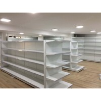 Étagères de gondole double face, équipement de magasin d'alimentation, étagères de magasin, étagères de supermarché, étagères de magasin de proximité, présentoir