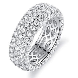 F1648 Anello di Lusso con Diamante per Donna, Taglio Brillante Rotondo, Colore G Naturale, Fede Nuziale in Oro Bianco 14K - Product Image 2