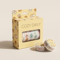 Ruban Washi Brillant UV Personnalisé à Impression Numérique, Motif Chat Kawaii pour Café, Idéal pour la Vie Quotidienne Confortable